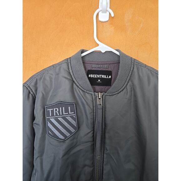 #BeenTrill# Flight Jacket Bomber Insulated 2 Ways Full Zip Pocket Size Medium - Picture 3 of 7